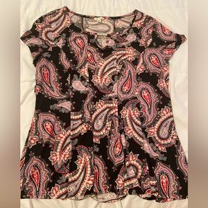 Est. 1946 Paisley black, red, white, purple top